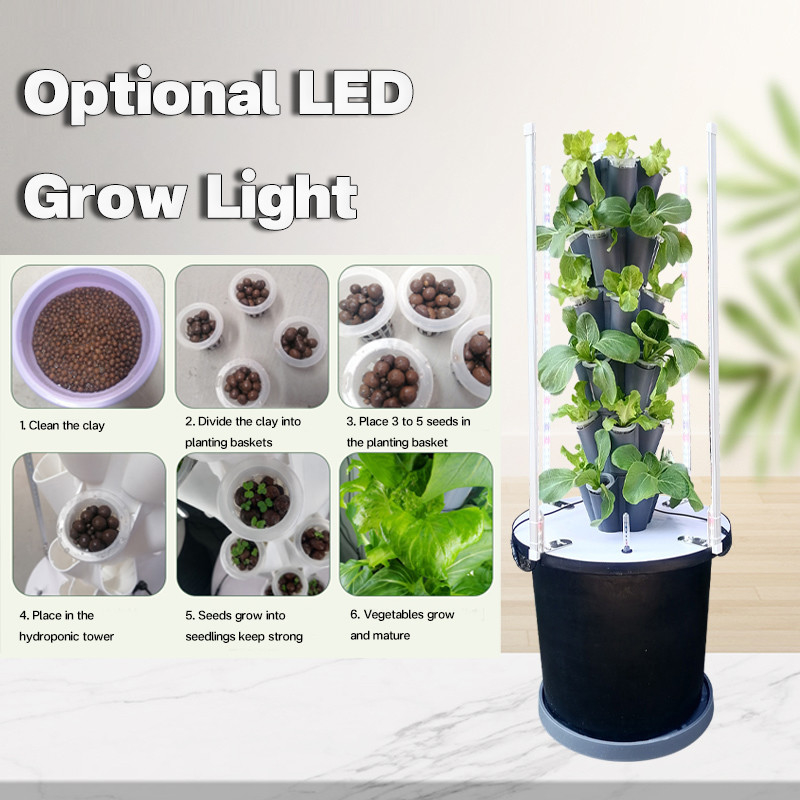 Sistema di coltivazione a torre idroponica di petali da giardino 6/8/10 strati Luce LED opzionale