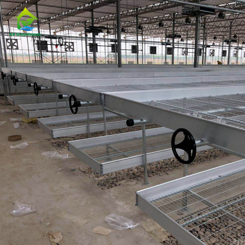 Agricoltura Commerciale Indoor Mesh Wire Greenhouse Grow Table Rolling Bench Per semina